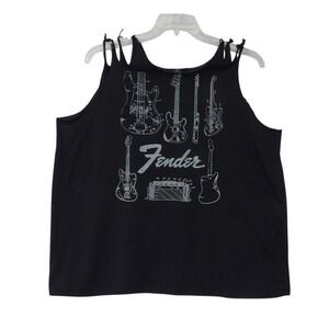 Fender Black Guitar Graphic Cutout Tank Top XL